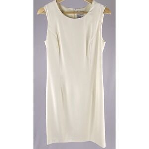 Jacqueline Ferrar Sheath Dress Womens 4 Cream Sleeveless Stretch Minimalist